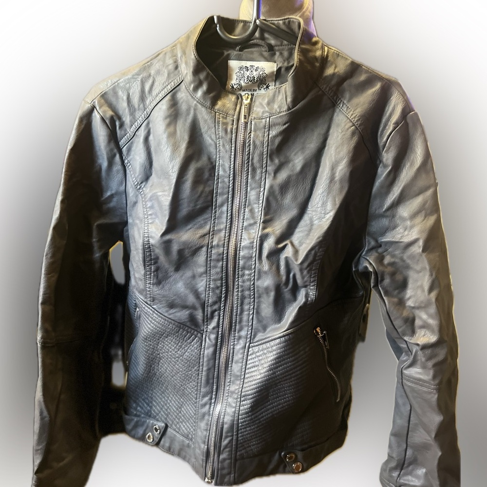 Grey motto faux leather